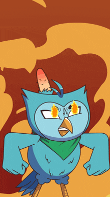 a cartoon owl with a bandana around its neck