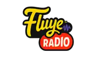 a logo for fluye radio with a red circle in the middle