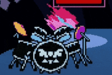 a pixel art drawing of a person playing a drum set in a video game .