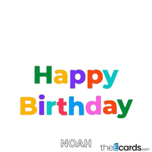 a colorful happy birthday greeting card with the name noah