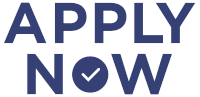 a blue apply now sign with a check mark