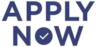 a blue apply now sign with a check mark