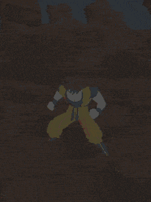 a cartoon of a man in a red karate uniform is jumping in the air
