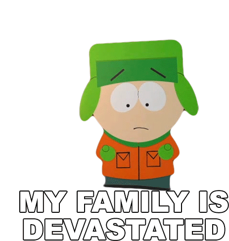 My Family Is Devastated Kyle Broflovski Sticker - My Family Is Devastated Kyle Broflovski South Park Stickers