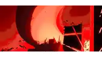 a painting of a red background with a swirl in the middle of it