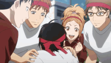 a group of anime characters including a girl with a red bow on her head