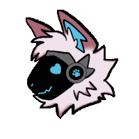 a drawing of a furry animal with headphones and a heart in its eye