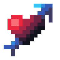 it looks like a pixel art of a heart with a blue tail .