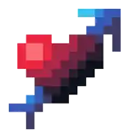 it looks like a pixel art of a heart with a blue tail .