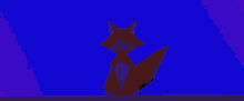 a low poly fox is sitting on a purple and orange background