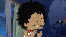 a cartoon of a man with a mustache and curly hair