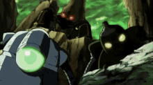a cartoon of a robot with a green light on its head