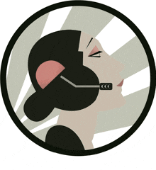 an illustration of a woman wearing a headset that says ccc on it