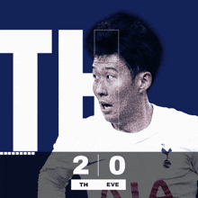 a poster of a soccer player with the score 2 to 0 on it
