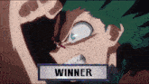 a picture of a cartoon character with the word winner above him