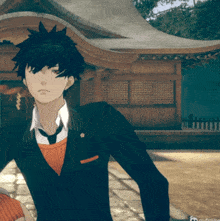a man in a suit and tie is standing in front of a building that says autoplay