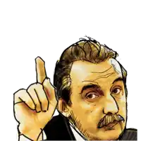 a drawing of a man with a mustache giving the middle finger