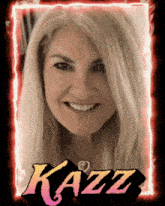 a picture of a woman with kazz written on the bottom