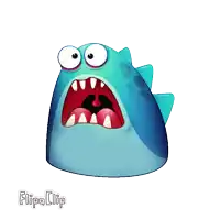 a cartoon character with its mouth open and the word flipa clip behind it