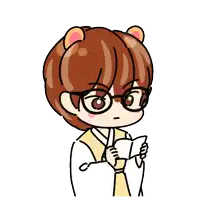 a cartoon drawing of a boy wearing glasses