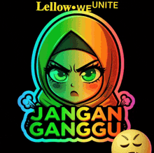 a cartoon of a woman wearing a hijab with the words jangan ganggu on it