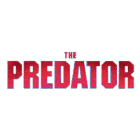 a poster for the movie the predator has red letters on a white background
