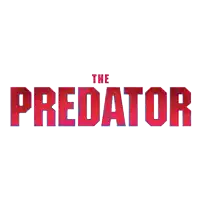 a poster for the movie the predator has red letters on a white background
