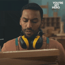 a man wearing headphones says i didn 't see you there