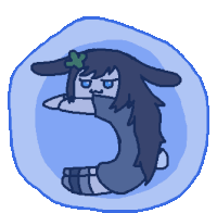 a drawing of a girl with a bunny ear on her head