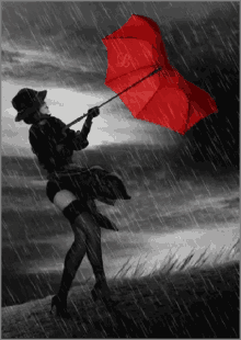 Rain Girl GIF - Rain Girl Red GIFs
