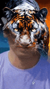 a painting of a person with a tiger face