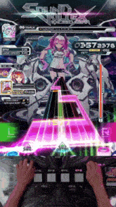 a person is playing a video game called sound voltex