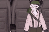 a cartoon of a cat with a backpack sitting in a theater .