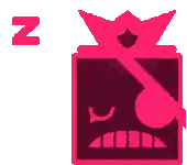 a pixel art drawing of a sleeping monster with a crown