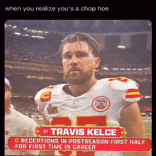 a football player with the name travis kelce on the front