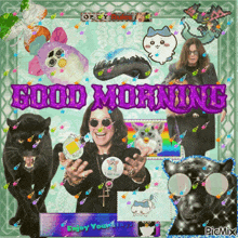 a picture of ozzy osbourne is surrounded by furby toys