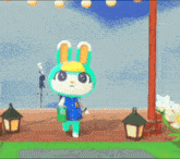 a cartoon rabbit with the letter k on it 's chest