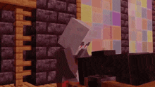 a minecraft character is standing in front of two computer monitors