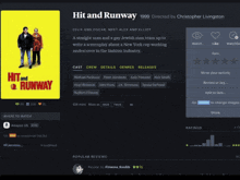 a movie poster for hit and runway is shown on a screen