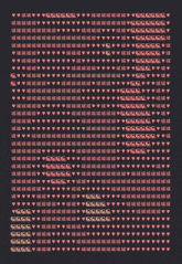 a black background with lots of hearts and numbers