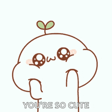 a cartoon character with a plant growing out of its head and the words you 're so cute below it