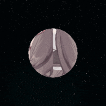 a cartoon drawing of a planet with a face on it in space