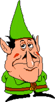 a pixelated cartoon of a man dressed as an elf