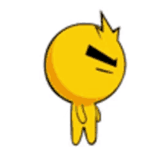 a yellow cartoon character with a surprised expression on his face