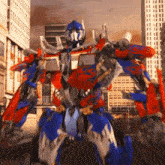 a transformer is standing in front of a city