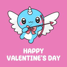 a cupid holding a bow and arrow with the words happy valentine 's day below it