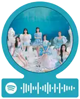 a spotify sticker with a picture of a group of girls in blue dresses