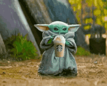 Baby Yoda Starbucks GIF - Baby Yoda Starbucks GIFs