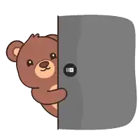 a teddy bear is peeking out from behind a door with a youtube logo on it