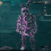 a video game with a purple bunny holding a knife
